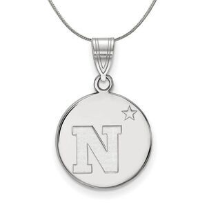 Sterling Silver U.S. Navy Medium Disc Pendant Necklace - 24 Inch